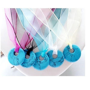 Stone and Ribbon Necklace